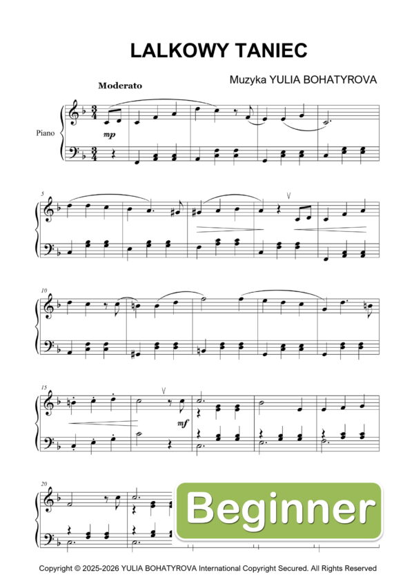 Lalkowy Taniec – Łatwe nuty na fortepian dla początkujących