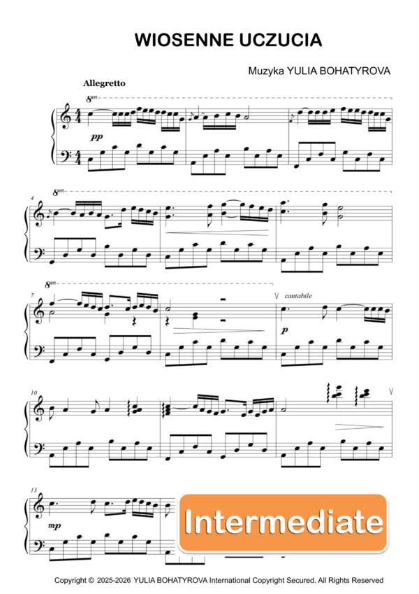 Wiosenne Uczucia – Nuty na fortepian dla średnio zaawansowanych