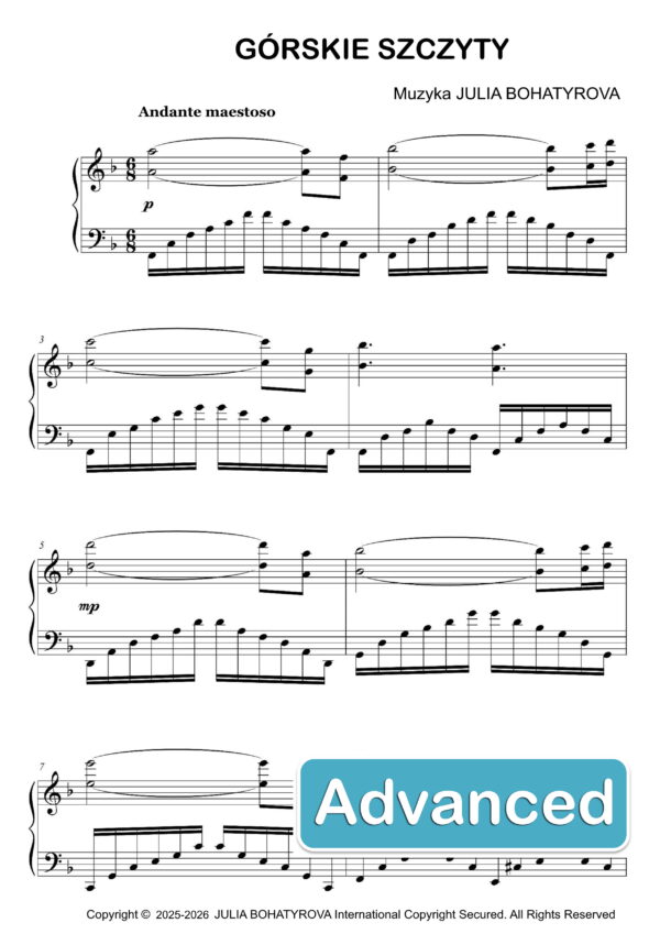 Górskie Szczyty – Nuty na fortepian dla zaawansowanych