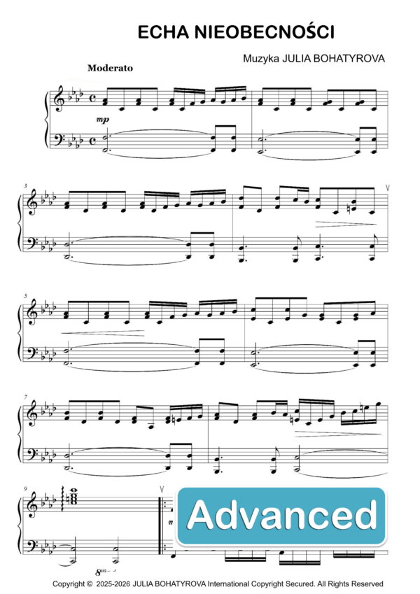 Echa Nieobecności – Nuty na fortepian dla zaawansowanych