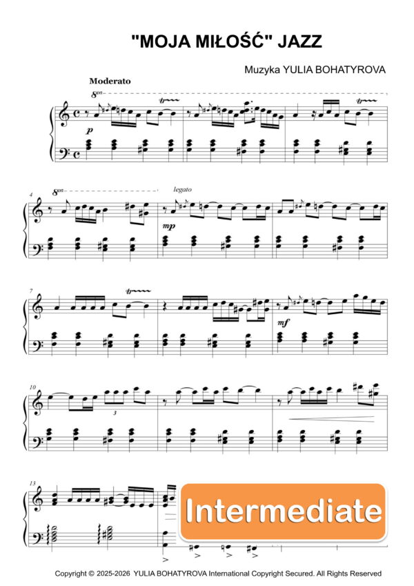 Moja Miłość – Jazz – Nuty na fortepian dla średnio zaawansowanych